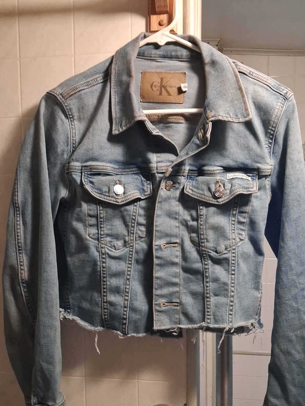 Calvin Klein Light Wash Denim Cropped Jacket